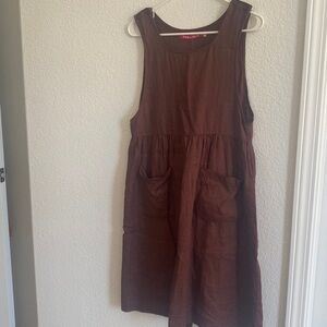 Marron linen jumper dress